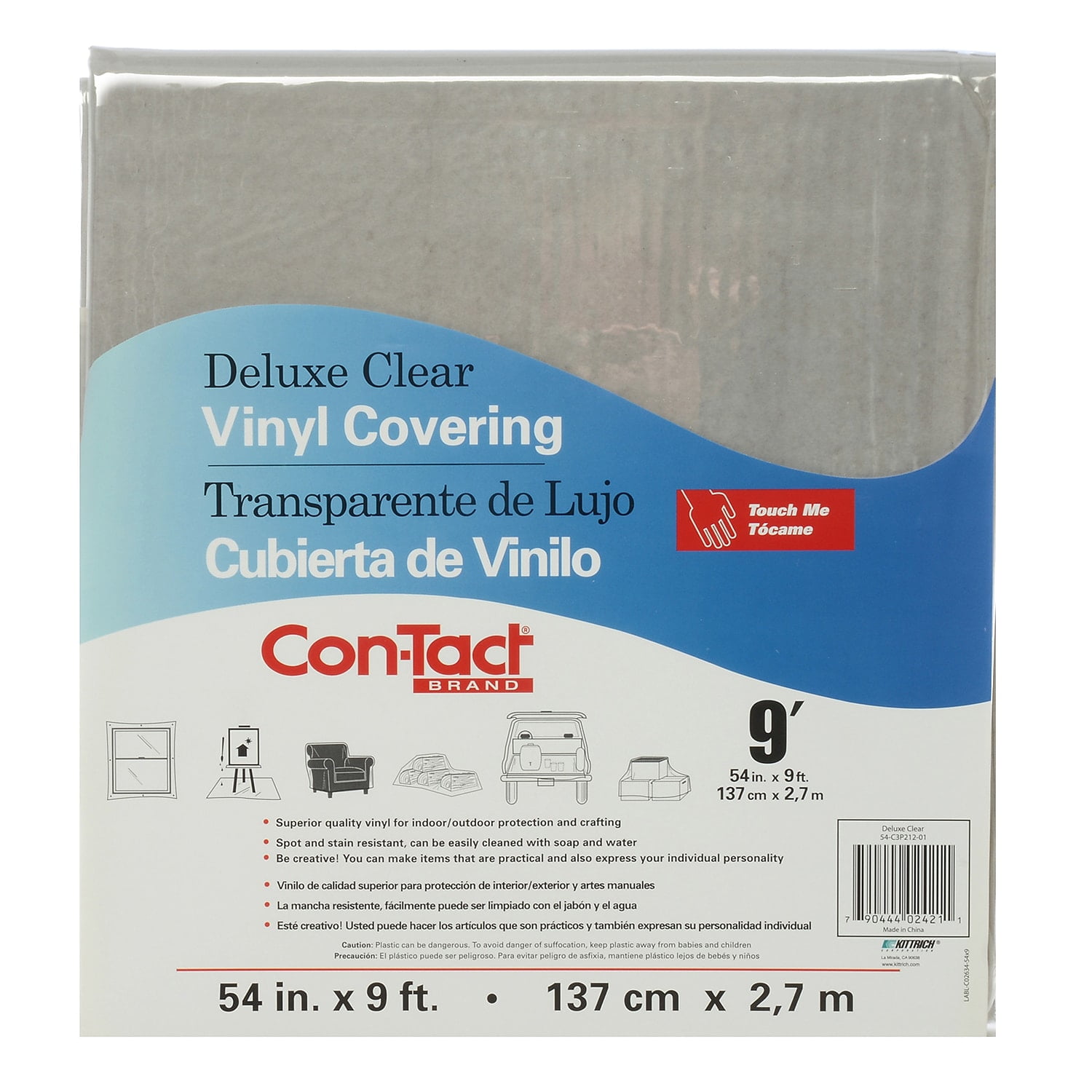(2 pack) Con-Tact Medium-Weight Deluxe Clear Vinyl Covering 54 in x 9 ft for Multi-Purpose Surface Protection