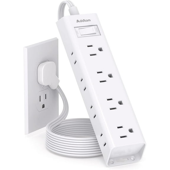 Flat Plug Power Strip, Ultra Thin Flat Extension Cord - 12 Outlets 3 Sides