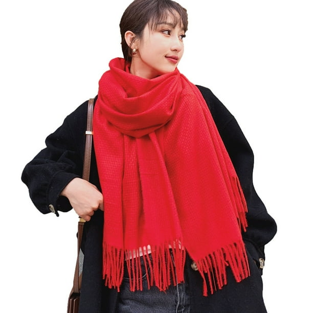 nipocaio Women s scarf cashmere scarf winter scarf warm scarf red