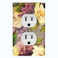 thumbnail image 1 of Metal Light Switch Plate Outlet Cover Purple White Rose Wallpaper ROS017, 1 of 13