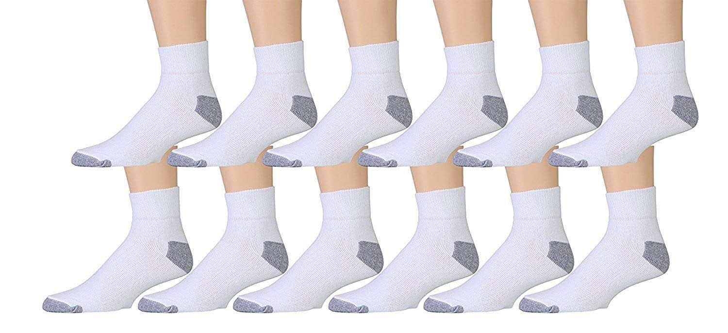 12 Pairs Value Pack of Wholesale Sock Deals Mens Ankle Socks, White and ...