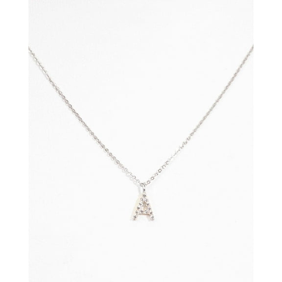 Pavé Initial Necklace - Silver