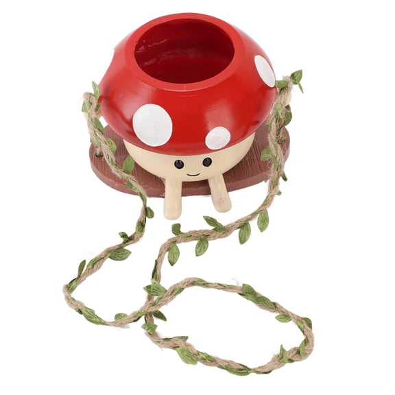Suodoka 6.7" x 7.5" x 6.3" Mushroom Swing Planter – Resin Hanging Pot with Face Design for Succulents, Indoor/Outdoor Décor