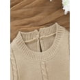 thumbnail image 3 of aturustex Infant Baby Girl Boy Basic Sweater Romper 0-18M Newborn Solid Crew Neck Knitted Bodysuits Long Sleeve Cable Knit Jumpsuit Toddler Thick Warms Girls Casual Daily Winter Fall Clothes, 3 of 8