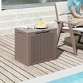 thumbnail image 4 of Gymax Outdoor Storage Box w/Lockable Lid & Wicker-woven Texture for Pool Accessories Brown, 4 of 10