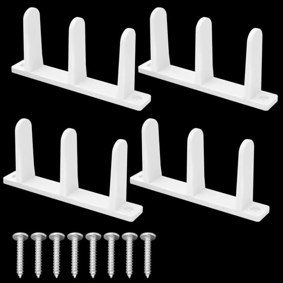 4 Pack Sliding Door Floor Guide, White ABS Closet Door Guides for 1-3/8" Thick Doors, Complete Bottom Track Kit with Screws for Cabinet & Closet