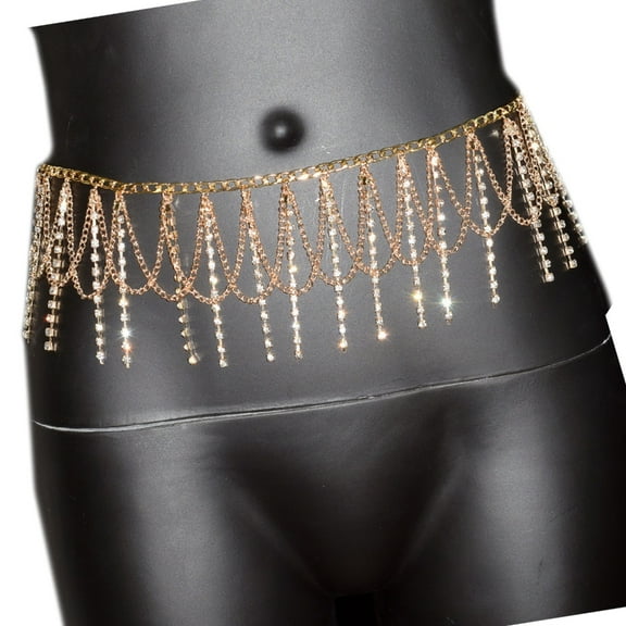 Jesscasday Luxury Crystal Belly Chain Glittering Tassels Waist Chain Body Jewelry For Party