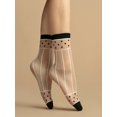 thumbnail image 1 of Fiore Spicy 15D Sheer Socks - Polka Dot and Stripes Pattern - One Size, 1 of 2
