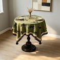thumbnail image 4 of Round Tablecloth Coffee Table Cover Desktop Decor Bedroom Living Room Stain Resistant Decorative Cotton Linen Fabric Washable Dining Kitchen, 4 of 7