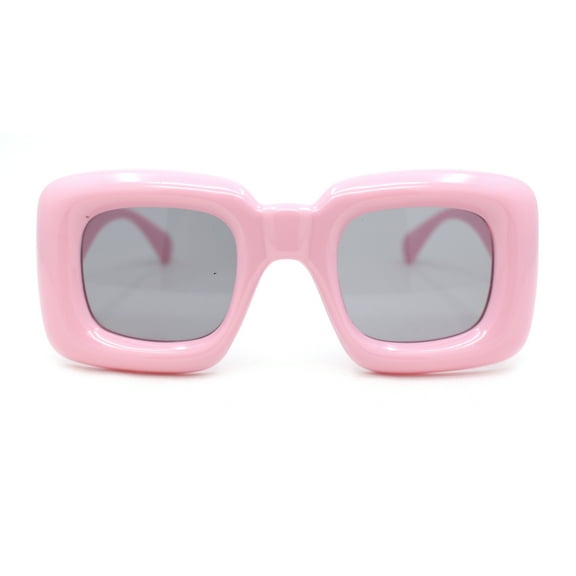 Girls Kids Size Balloon Thick Plastic Rectangle Sunglasses Pink - Black