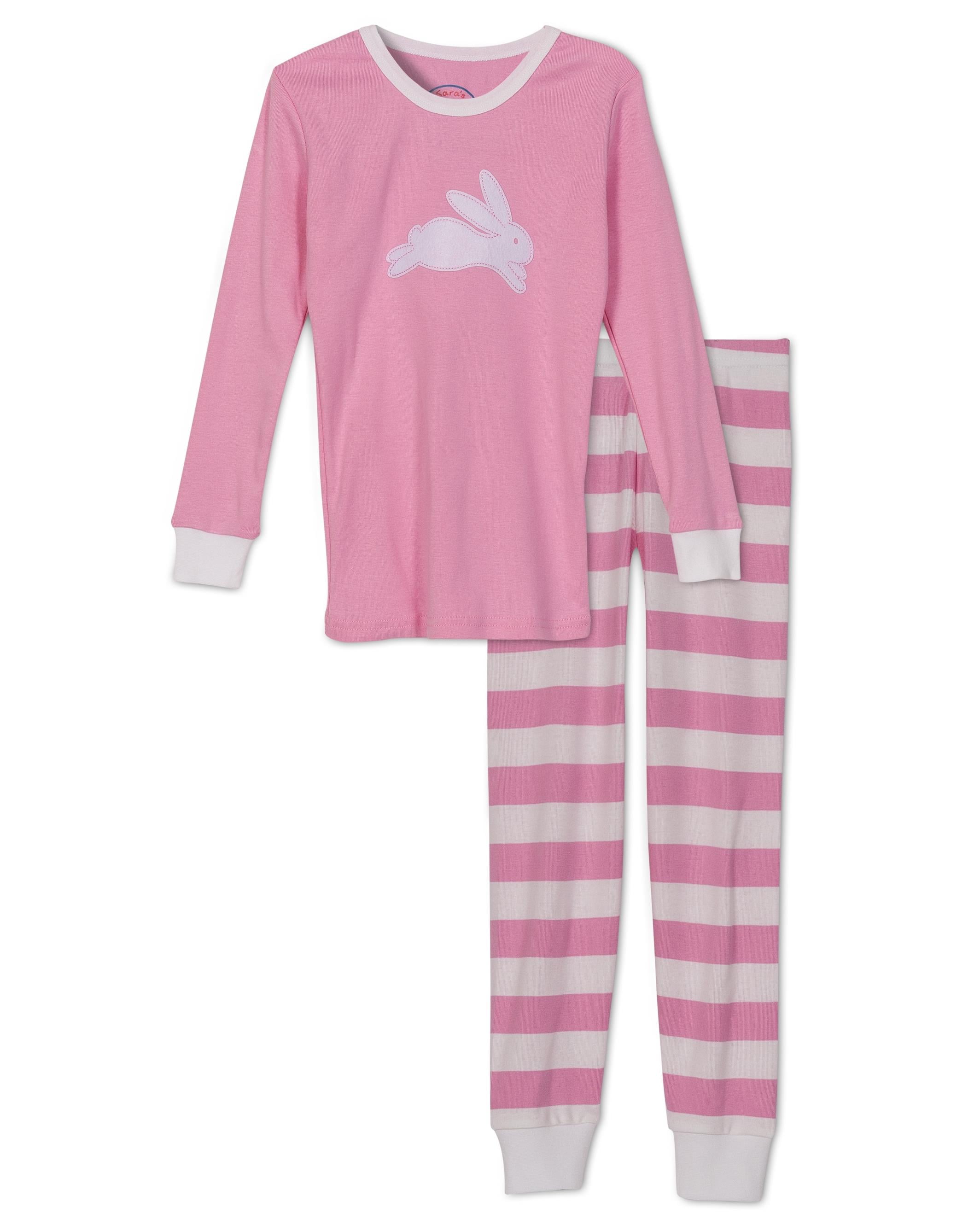 Gold treasure Little Kids Sleepwear Short Sleeve Pajama Set with Cartoon Stripe Bird Pjs