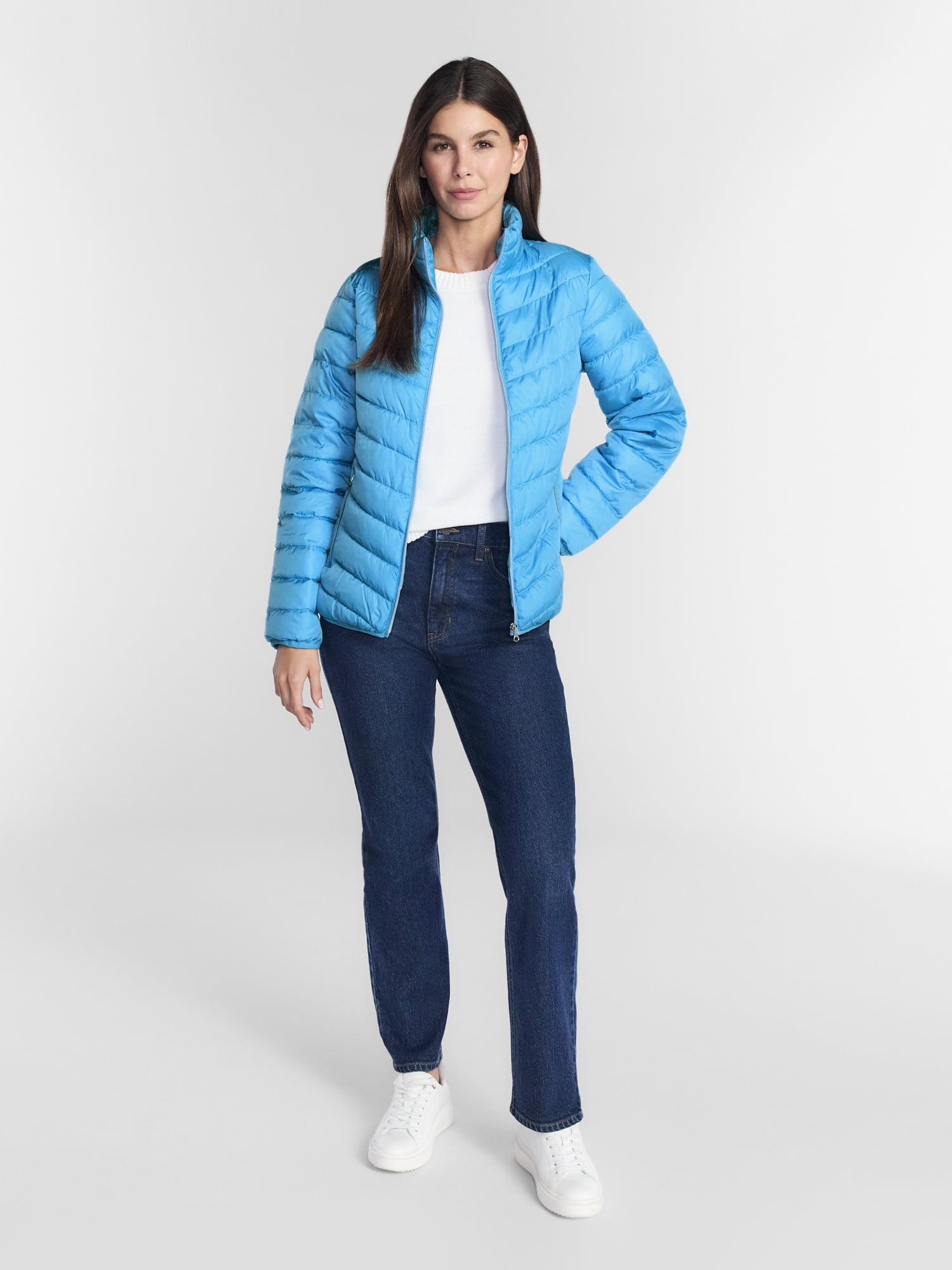 Женская куртка Big Chill and Plus Quilted Packable Puffer, Sizes S-3X, цвет: Синий — фото 2