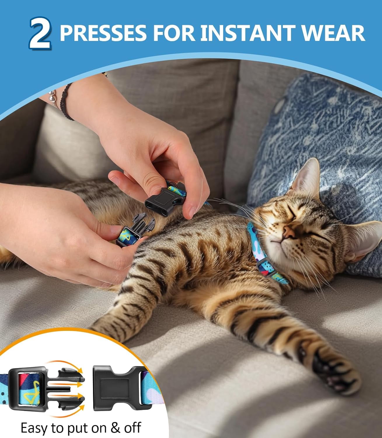 Cat Harness and Leash Set, Escape Proof [3 in 1 Adjustable & Lightweight] Cat Harness, Safe Kitten Harness for Large Cats Soft Comfortable, Easy to Wear, Walking Outdoor Travel, Medium