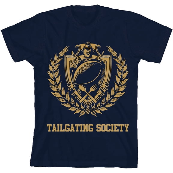American Football Tailgating Society Youth Navy Blue Crew Neck Short Sleeve Tee-Medium