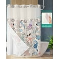 thumbnail image 2 of No Hook Shower Curtain with Snap in Liner, Summer Vintage Starfish Seahorse Seashell Seaweed Hotel Shower Curtains for Bathroom, Washable Shower Curtain Liner Set with Mesh Top Window, 66"x72", 2 of 6