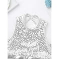 thumbnail image 6 of iiniim Kids Girls Shiny Sequins Hip-hop Jazz Dance Crop Top with Bottoms Set Silver 12, 6 of 7
