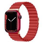 Magnetic Leather Band for Apple Watch Bands 45mm 44mm 40mm 38mm 42mm 41mm 45 Leather Link Loop Replacement Wristband with Strong Magnet Bracelet for iWatch SE & Series 7/6/5/4/3/2/1 Men Women