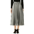 thumbnail image 4 of INSPIRE CHIC Women's Skirts Metallic Elastic Waist Midi Pleated Party Skirt M Silver Grey, 4 of 9