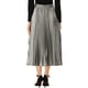 thumbnail image 3 of Falda midi plisada de fiesta para mujeres INSPIRE CHIC con cintura elástica metálica 2XL gris plateado, 3 of 7