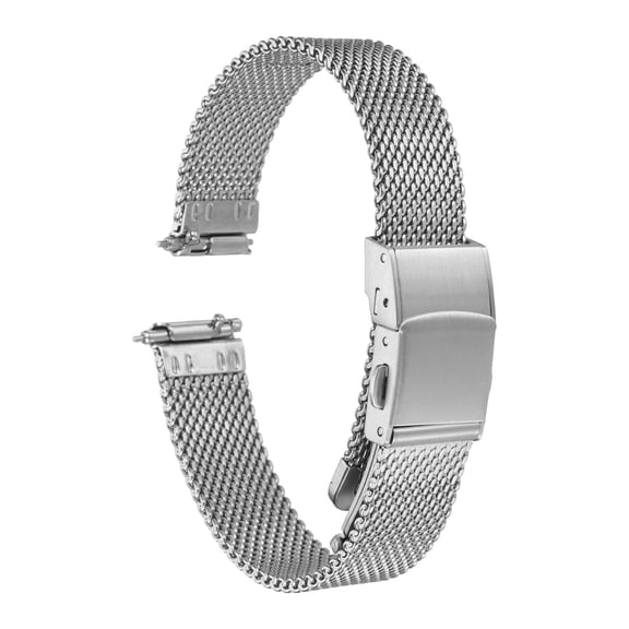 Uxcell Stainless Steel Mesh Watch Band 12mm Width 1.8mm Thick Quick Release Metal Watch Strap Bands, Silver Tone
