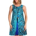 thumbnail image 1 of Disketp Beautiful Blue Peacock para Vestido sin Mangas para Mujeres, Vestidos de Verano para Mujeres, Casual y Holgado para la Playa, 1 of 7