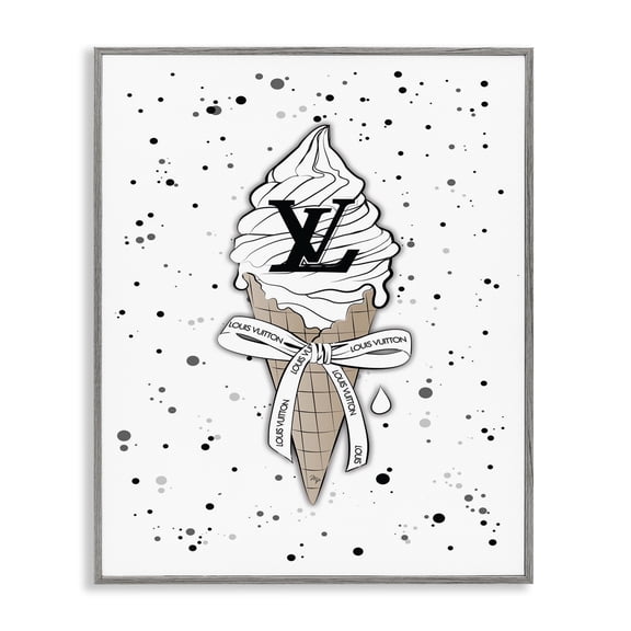 Stupell Industries Eclectic Ice Cream on Modern Pattern Gray Framed Giclee Art, 24 x 30, by Martina Pavlova