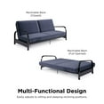 Mainstays Metal Arm Futon, Black Metal Frame with Blue Mattress