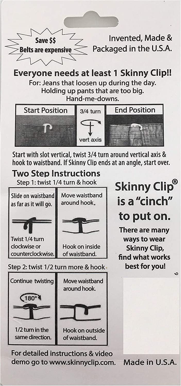 Skinny Clip Waistband Tightener for Men & Women - Hold up Pants, Skirts  
