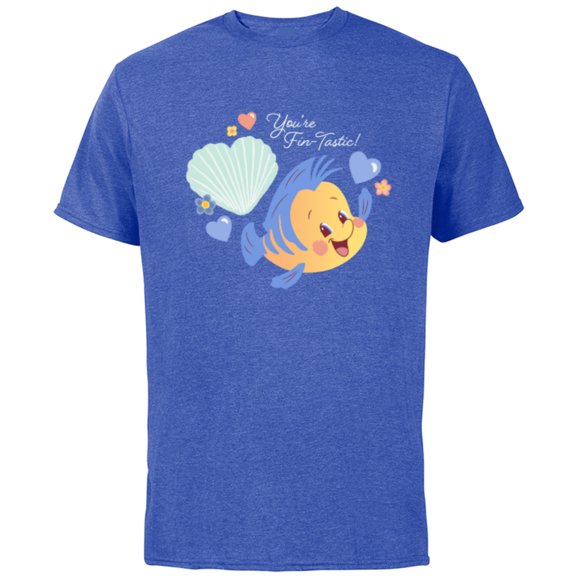 Disney Little Mermaid Flounder You’re Fin-Tastic Valentine’s - Short Sleeve Cotton T-Shirt for Adults - Customized-Royal Heather
