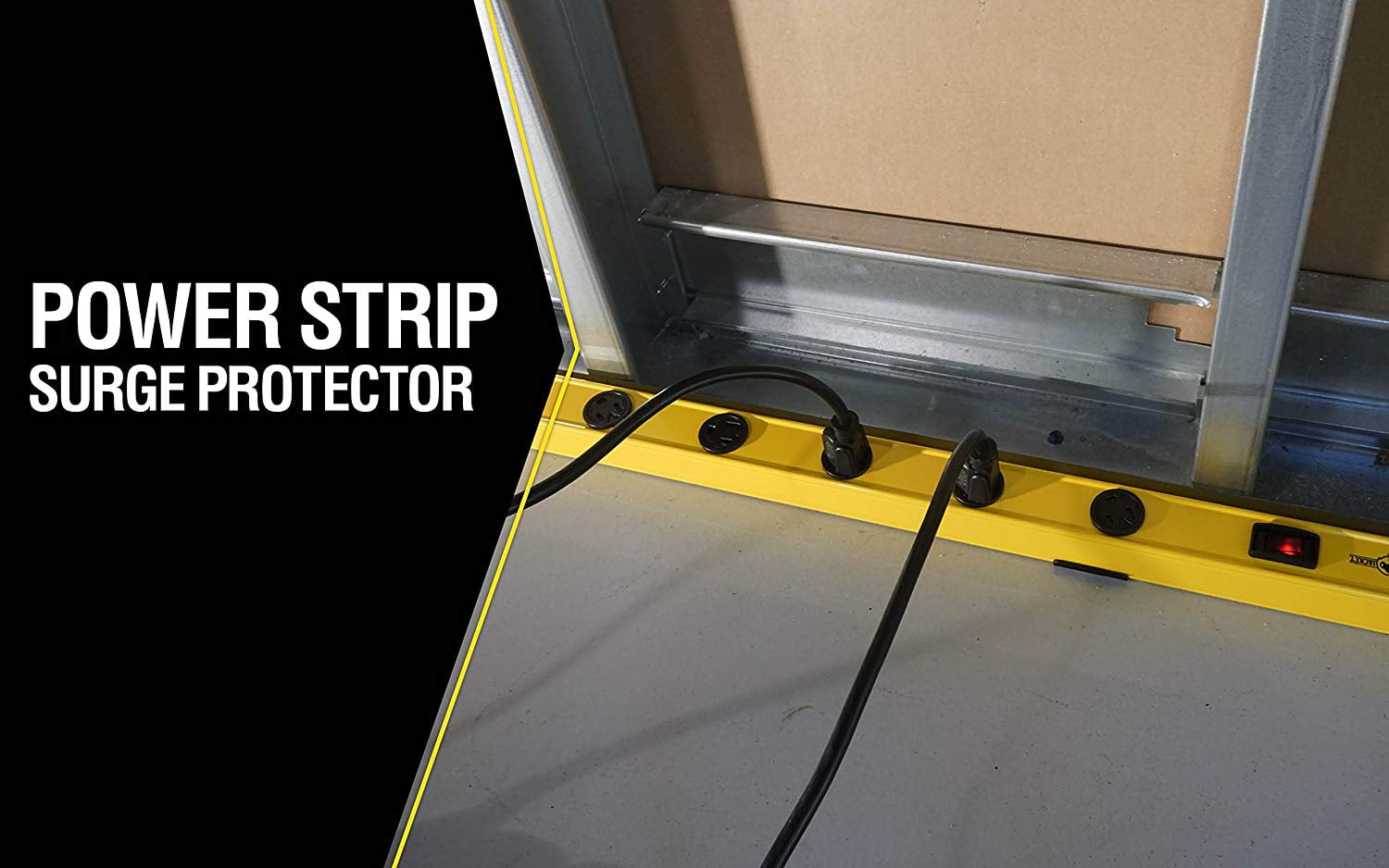 Yellow Jacket 5154 4-Foot Metal Power Strip With 510J Surge Protector and Re-settable Circuit Breaker, Featuring 12 Outlets with 6-Foot Yellow Cord