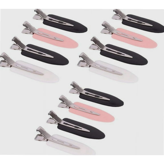 No Bend Hair Clips, 12 Pieces Plastic Hair Pins Clamps Curl Clips No Crease Hair Bangs Clips Hairstyling Tool