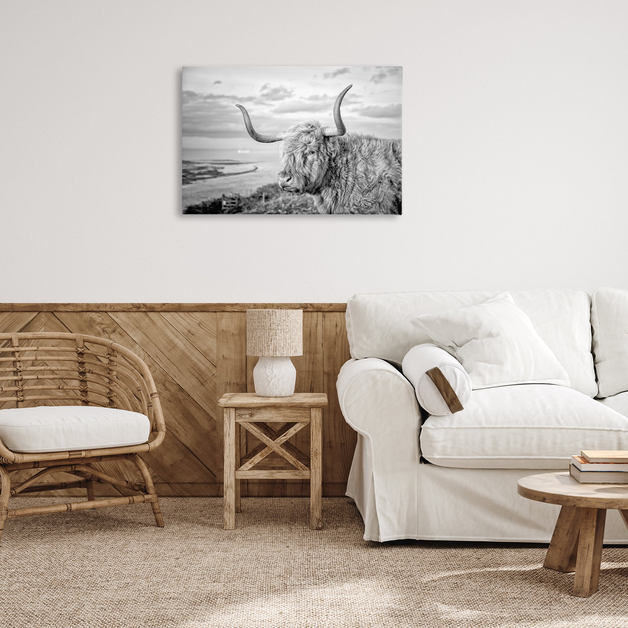 Stupell Industries Cattle with Ocean Breeze Animals & Insects Photography Gallery Wrapped Canvas Art Print Wall Art, 30 x 20