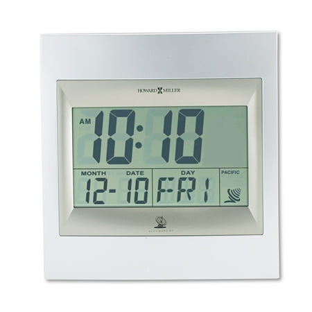Howard Miller TechTime II Radio-Controlled LCD Wall/Table Alarm Clock, 8-3/4"W x 1"D x 9-1/4"H