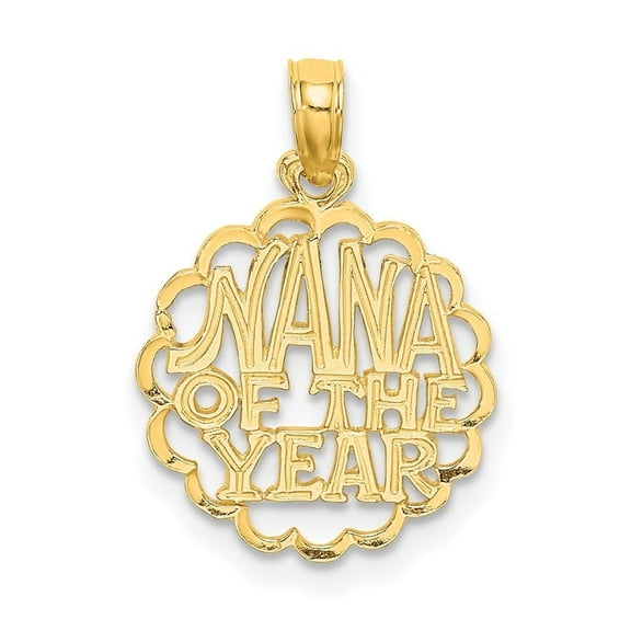 Diamond2Deal 14k Yellow Gold NANA OF THE YEAR Charm Pendant for Women (L- 0.73 inch, W- 0.56 inch)