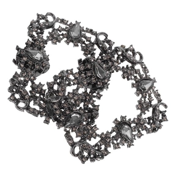 ELAYARD Sparkling Rhinestone Shoe Clips for Women's High Heels Detachable Clip On Accessories Black Zinc Alloy 2pcs