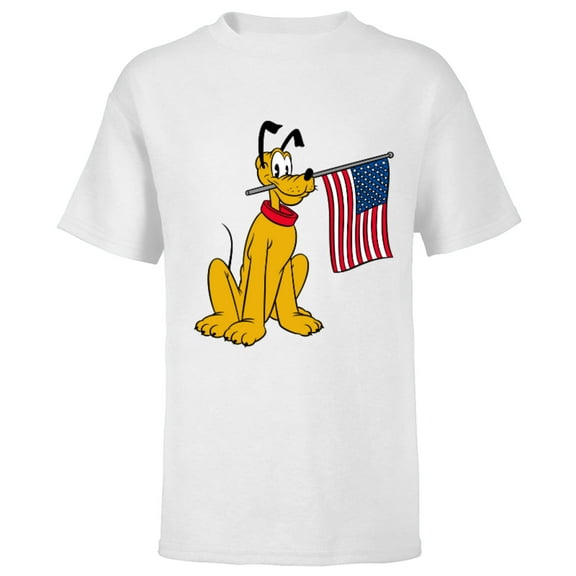 Disney Pluto Americana - Short Sleeve T-Shirt for Kids - Customized-White