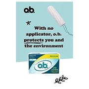 o.b. Tampons No Applicator, Unscented - 40ct, Applicator-Free Tampons Regular, Feminine Care, ob Tampon Regular, Period Products