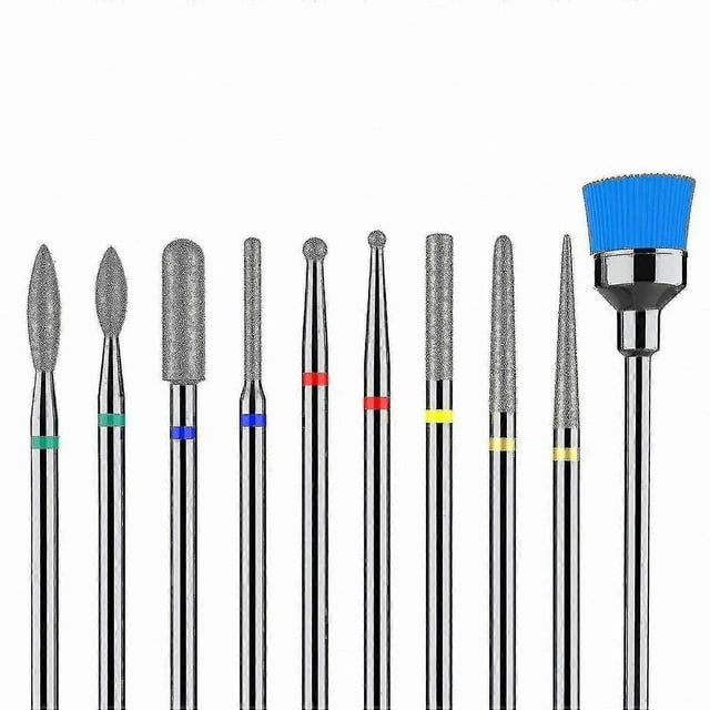 10Pcs Nail Drill Bits Set for Manicure Pedicure, Cuticle Tools for Acrylic Gel Nails, Home Salon Use