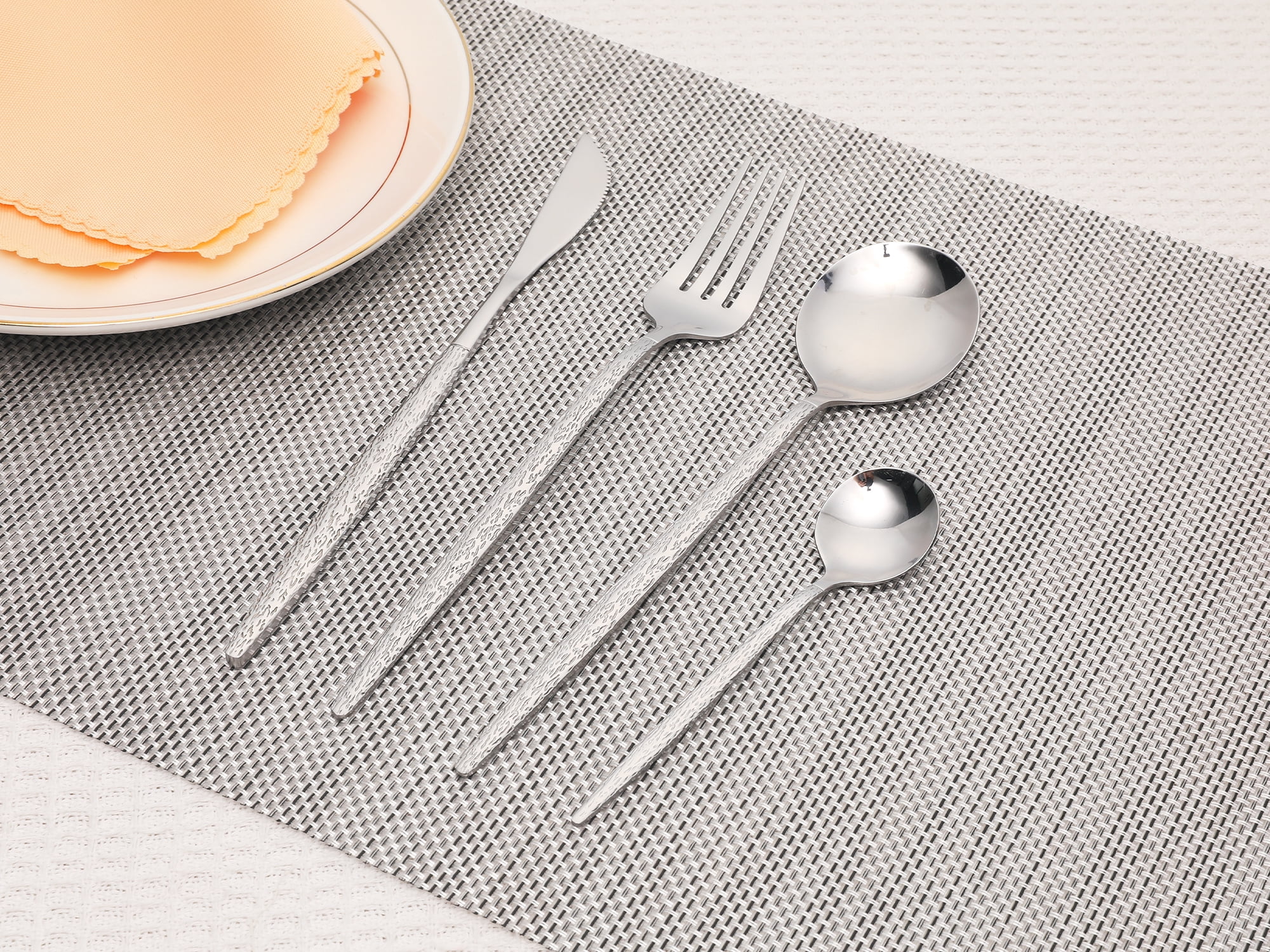 Unique Bargains Stainless Steel Flatware Set Silver 24 Pcs