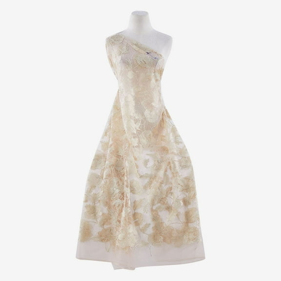 Zelouf Ellie Floral Metallic Embroidery Sequin Mesh  , Sewing, DIY, Crafts Fabric by the Yard, Blush/champagne, 3 Yard