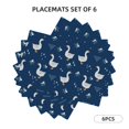 thumbnail image 2 of Placemats Set Of 4 / 6, Bohemian Cute Duck Navy Blue Placemats For Dining Table Indoor/Outdoors Heat Resistant Washable Placemats 18" X 12", 2 of 8