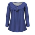 thumbnail image 4 of Usmixi Winter Womens Tunic Tops Henley Shirts for Women Fashion Button up Flowy Pleated Swing Lightweight Pullover Tunic Tops Trendy Solid Long Sleeve Tunic Tops Tops Weekly, 4 of 5