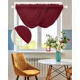 thumbnail image 3 of Waterfall Valances for Windows, Pure Red Wine Kitchen Sheer Valance Curtains, Simple Solid Color Rod Pocket Elegant Swag Valances for Living Room Bedroom, 47.2"x38.5", 1 Panel, 3 of 8