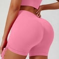 thumbnail image 5 of felwors High Waisted Yoga Shorts Ruched Drawstring Tummy Control Lifting Athletic Running Pink for Size L, 5 of 5