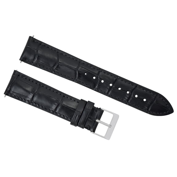 22MM x 18MM LEATHER WATCH STRAP BAND FOR PATEK PHILLIPE BLACK 22MM LONG