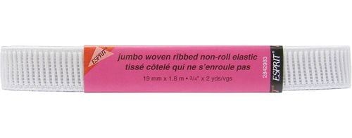 Unique Creativ Jumbo Woven Ribbed Non-Roll Elastic, White
