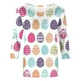 thumbnail image 4 of Savings Easter 3/4 Sleeve Round Neck Shirts Women Casual Cute Print Tee Summer Lightweight Pullover Tops (S, White-C), 4 of 5