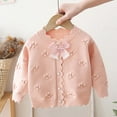 thumbnail image 7 of IVEYRTF Girls Floral Knit Button Cardigan Sweater Big Lapel Open Front Coat Soft Cozy Warm Outerwear for Toddler Kids Everyday Wear Casual Outfit(Pink#1,4-5 Years), 7 of 7