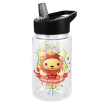 Harry Potter Kids Tritan Plastic Water Bottle with Straw Lid and Handle, Reusable Tumbler for Toddlers, Unisex for Girls and Boys, 12oz, Gryffindor Crest