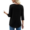 thumbnail image 5 of UVN Summer Square Neck Blouses for Women 3/4 Sleeve Shirt Ladies Dressy Casual Button Tunic Tops, 5 of 9